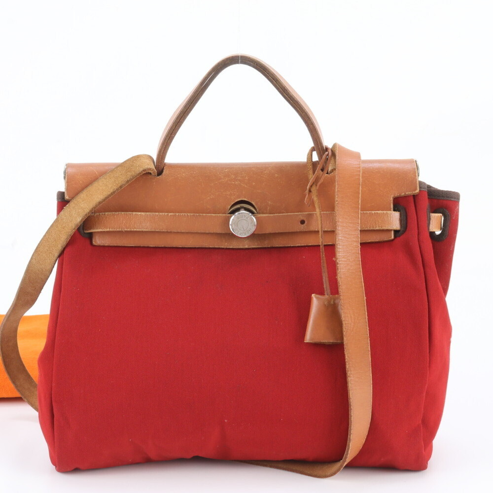 Hermes Herbag PM □D stamped leather 2-way tote bag/shoulder bag for women